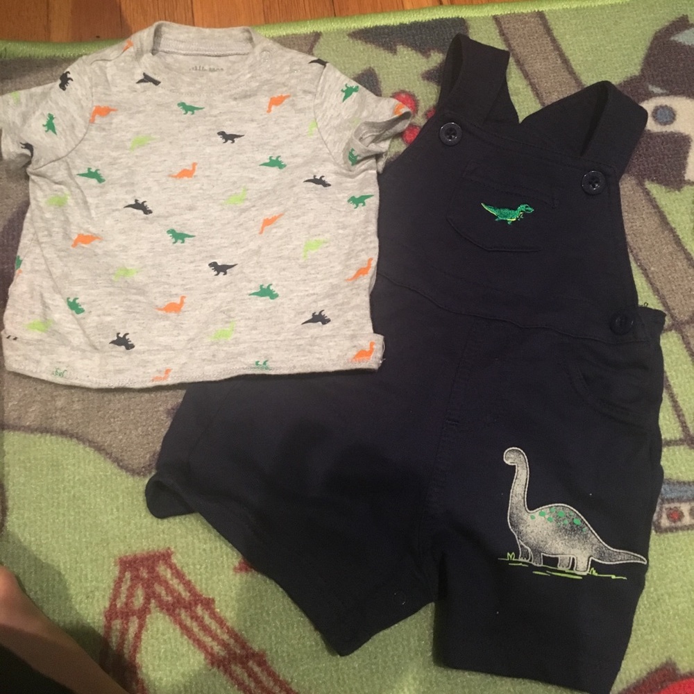 Dinosaur overall set - EUC